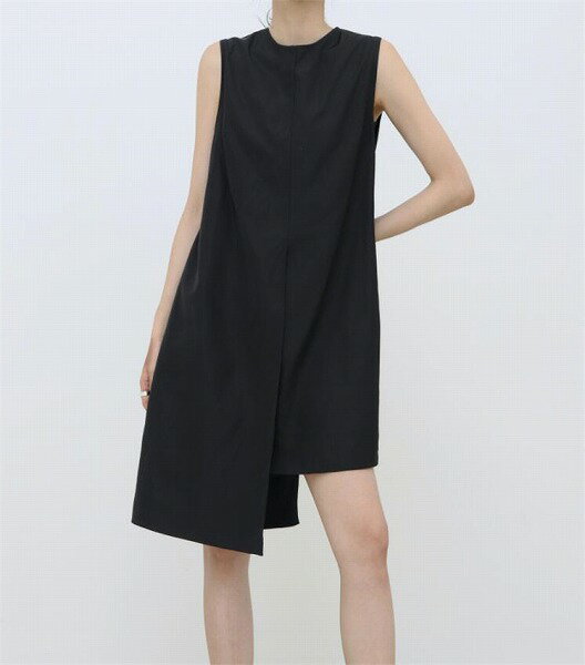 大人旬Style 夏 ラウンドネック ゆったりする イレギュラー ノースリーブ ワンピース