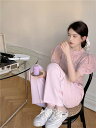着痩せして見えます ロングパンツ sweet系 フォーリンスタイル カジュアル ニットトップス 2点セット