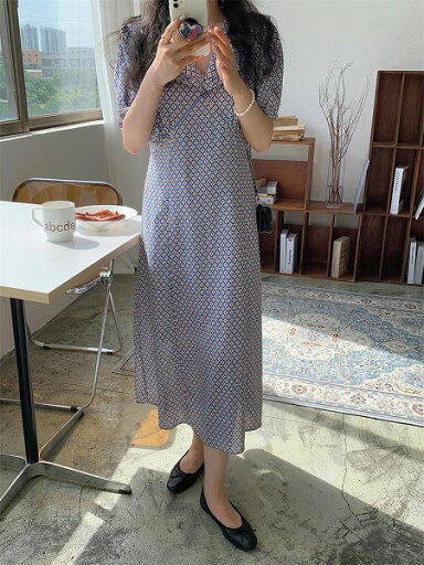 Fashions 受け取って腰 フローラル スリム Vネック ロングスカート 半袖 ワンピース Fashions 受け取って腰 フローラル スリム Vネック ロングスカート 半袖 ワンピース