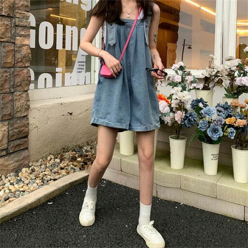 意外なファッション サロペット ワイドパンツ 減齢 デニム ショートパンツ ハイウエスト 意外なファッション サロペット ワイドパンツ 減齢 デニム ショートパンツ ハイウエスト