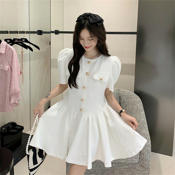 負担感のない綺麗さ ハイエンド 受け取って腰 半袖 夏 新品 ミニスカート ギャザリング ワンピース