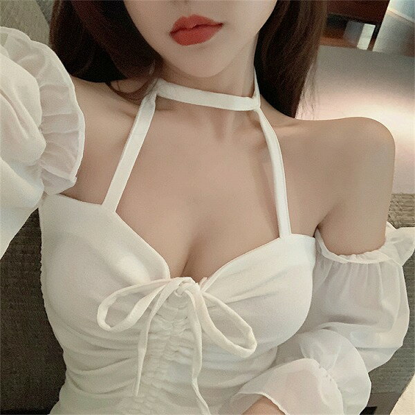 注目の新作アイテム 一言の肩 ワンピース ファッション スリム 長袖 フォールド タイトスカート レーヨン