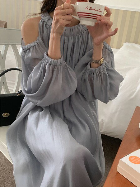 オシャレ度UP ロングスカート オフショルダー スリム ゆったりする 怠惰な風