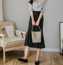 女性らしいシルエット 快適である 春物 シフォン スカート ファッション ドット プリント