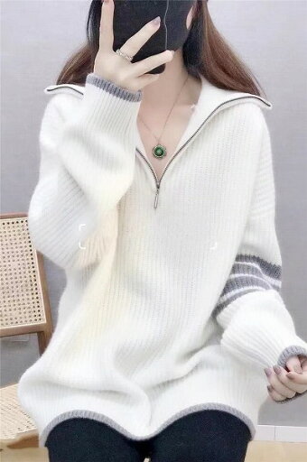 合わせやすい服で セーター 秋冬 オシャレ怠惰なスタイル ジッパー 新しいスタイル ゆったりする 合わせやすい服で セーター 秋冬 オシャレ怠惰なスタイル ジッパー 新しいスタイル ゆったりする