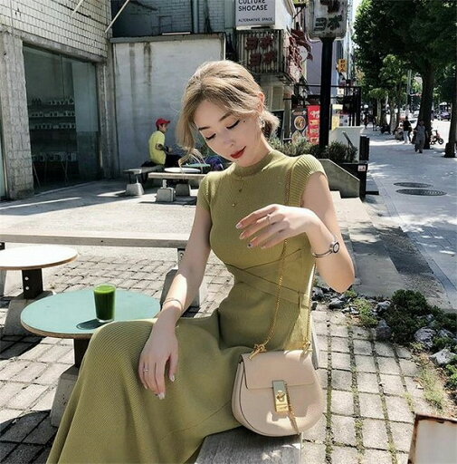 雰囲気のある佇まい レトロ 新品 スリム ロングスカート 快適である ニットワンピース 雰囲気のある佇まい レトロ 新品 スリム ロングスカート 快適である ニットワンピース