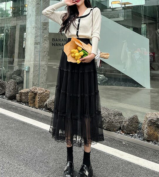 トレンド感たっぷり 簡約 レーヨン ロングスカート Aライン 怠惰な風 プリーツスカート スリム