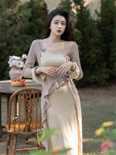 美貌で敵を打ちのめす フェイク2ピース 縫付 ジェントルスタイル ロングスカート スリム 肌にやさしい 美貌で敵を打ちのめす フェイク2ピース 縫付 ジェントルスタイル ロングスカート スリム 肌にやさしい