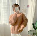 とてもファッション 秋 ゆったり模造ミンクベルベットセーター 厚手 ゆったりする モヘア トップス(4)