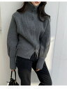 ニットトップス 厚手 ドルマンスリーブ タートルネック カーディガン(4)