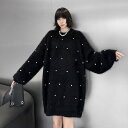 個性派フェイクミンクニットセータートップスアウター レディース冬新作