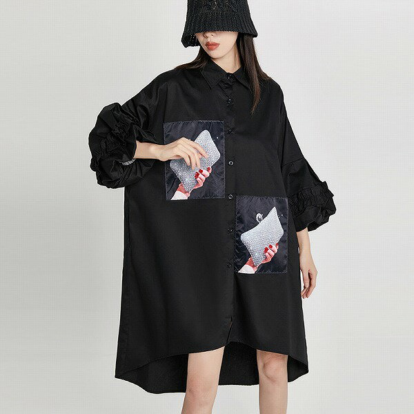 個性派ゆったり切替シャツワンピース レディース通学通勤新作