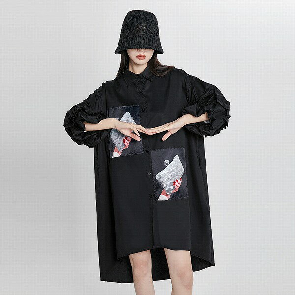 個性派ゆったり切替シャツワンピース レディース通学通勤新作