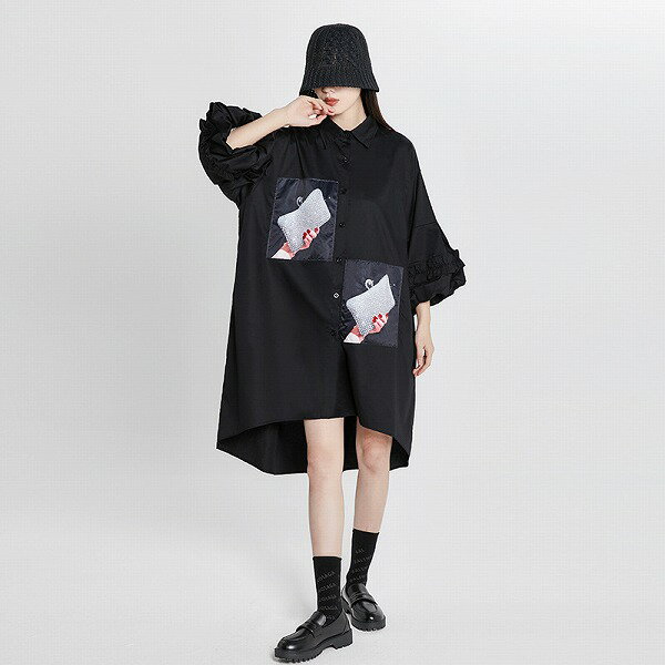 個性派ゆったり切替シャツワンピース レディース通学通勤新作
