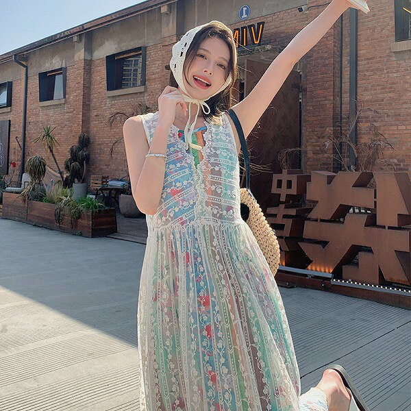 人気ファッションレース2点セットロングワンピース　レディース　新作