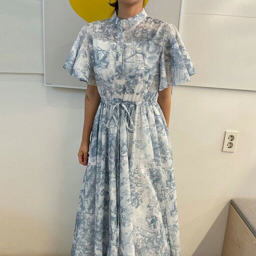 ワンピース オシャレフリル袖プリントパーティーオフィス 二次会 新作 ワンピース オシャレフリル袖プリントパーティーオフィス 二次会 新作