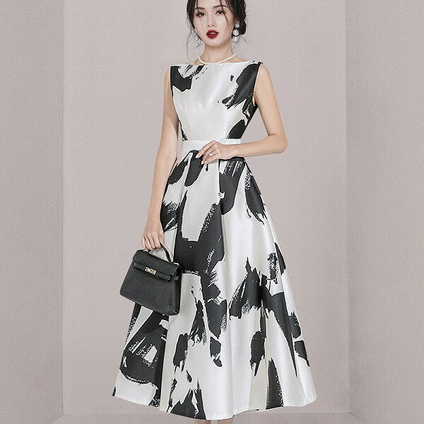 ワンピース ティアード ロング レディース 無地 ボートネック フレア ノースリーブ ギャザー ノースリーブワンピース ロングワンピース マキシ ワンピ Aライン One ment VI シックス イン ワン サマー レトロ ステッチ チェック 柄 不規