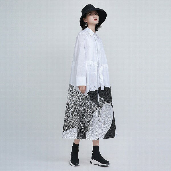 個性的オシャレ切替ワンピースレディースオフィス 通学通勤