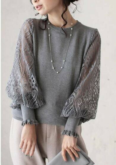 INS 秋冬新作 気質 カジュアル系 トップス ニット レースセーター