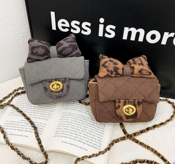 キッズバッグ 可愛い鞄 リボンヒョウ柄 ショルダーバッグ 斜め掛けバッグ