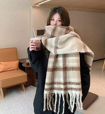 マフラー 大判ストール スカーフ ひざ掛け 通勤 厚手保温マフラー