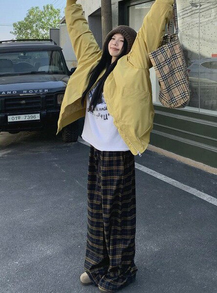 INS 秋冬新作 ジャケットコットンコート+チェックワイドパンツスーツ 婦人服