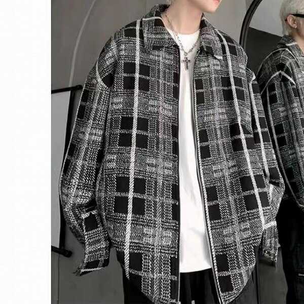 メンズ・格子柄コート・秋と冬・アウター・気質・トップス・M〜2XL 2色