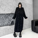 個性派フェイクミンクニットセーターロングワンピースアウター レディース冬新作(4)