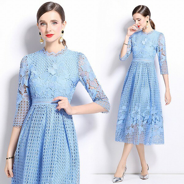 ワンピース オシャレ水溶レースパーティー 二次会 新作 エレガント