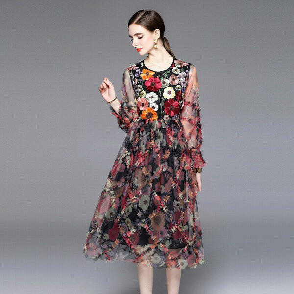 オシャレチュール刺繍ワンピースレディース 二次会 新作