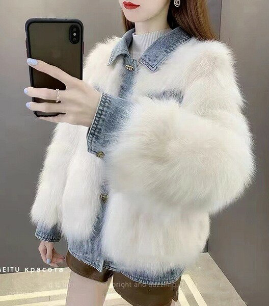 韓国ファッションオシャレ デニム切替ジャケットコート レディース新作