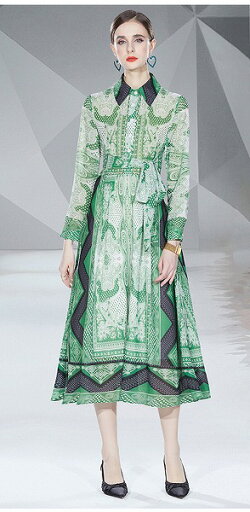 ワンピース オシャレシャツネック花柄早秋レディースオフィス 二次会 新作 ワンピース オシャレシャツネック花柄早秋レディースオフィス 二次会 新作