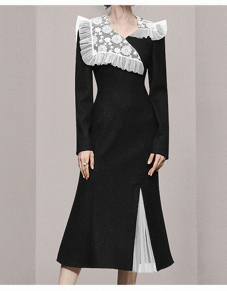 新品オシャレレース切替ワンピース　レディース　春新作