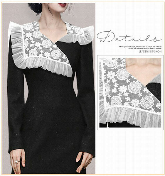 新品オシャレレース切替ワンピース　レディース　春新作