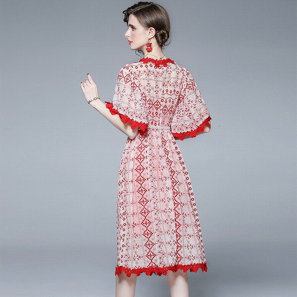 ワンピース オシャレ高質レース刺繍パーティーオフィス 二次会 新作