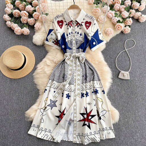 韓国ファッションオシャレ花柄ワンピースレディース 通勤通学 夏新作 韓国ファッションオシャレ花柄ワンピースレディース 通勤通学 夏新作