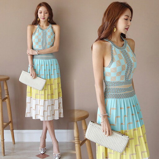 韓国ファッションオシャレノースリーブワンピースレディース 夏 韓国ファッションオシャレノースリーブワンピースレディース 夏