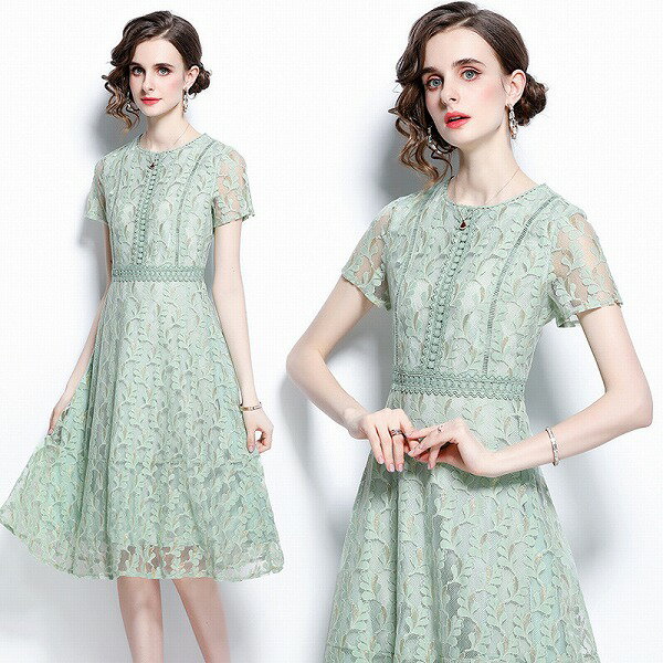 ワンピース オシャレレースワンピースオフィス出勤 新作 エレガント