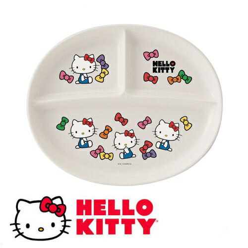 SK【Hello Kitty　メラミン製　仕切り　ランチプレート　日本製】キティ　サンリオ　食洗機対応　子ども　キャラクター　ランチ　プレート　グッズ　小学生　幼稚園　女児　お皿　皿　子供用食器　子供用皿　プラスチック　幼児　食事　ごはん　ランチ皿　キティちゃん