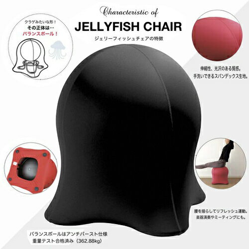 バランスボール 送料無料!!【DVD付　大人サイズ　JELLYFISH CHAIR　ジェリーフィッシュ　チェア　BK】おしゃれ　家具　チェアー　デザイン　デザイナーズ　バランス　ボールチェア　エクササイズ　バランスボール　フィットネス　イス　大サイズ　大人用　腹筋　ダイエット　体幹　北欧