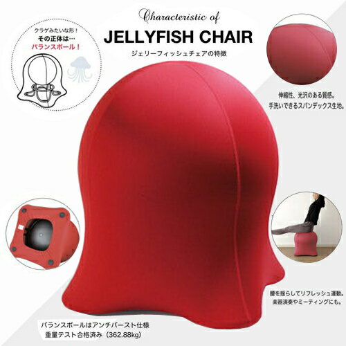 楽天PIRATES SHOP 楽天市場店送料無料!!【DVD付　大人サイズ　JELLYFISH CHAIR　ジェリーフィッシュ　チェアー　RED 】おしゃれ　家具　チェアー　デザイン　デザイナーズ　バランス　ボールチェア　エクササイズ　バランスボール　フィットネス　イス　大サイズ　大人用　腹筋　ダイエット　体幹　北欧