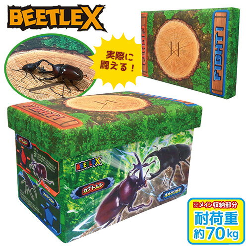 楽天PIRATES SHOP 楽天市場店SB【BEETLE X　座れる　闘え!　昆虫　バトル　ふた付　収納　BOX　】ふた付　かぶと虫　カブトムシ　クワガタ　競技場　フィールド　相撲　土俵　コンテナ　ボックス　おもちゃ箱　かたずけ　グッズ　インテリア　ラック　おもちゃ　虫　蓋付き　ふたつき　オリコン　甲虫