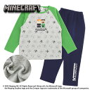 特価【KT Minecraft 裏起毛 長袖 パジャマ GR】男の子 男児 小学生 子ども こども キッズ キャラクター 150cm ルーム ウエア 長ズボン 上下 冬物 服 綿 アパレル マイクラ マインクラフト クリーパー 高学年 ゲーム switch トレーナー