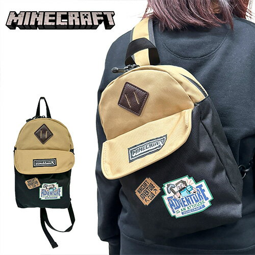 KT【Minecraft　キッズ　ボディバッグ　ベージュ　スティーブ　1T4318H】グッズ　ポーチ　キャラクター..
