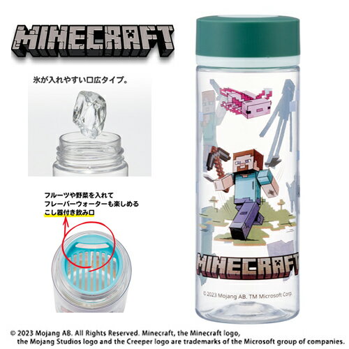 SK【Minecraft　クリア　ウォーターボトル　400ml】日本製　プラスチック　ボトル　オープン　グッズ　..