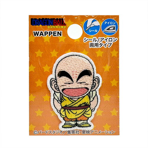 INA【ドラゴンボール クリリン ミニ ワッペン DBA003】キャラクター ワッペン アップリケ シール 接着 アイロン デコシール パッチワーク パッチ リメイク 刺繍 アニメ DRAGON BALL ダイマ 超 Z 服 かばん
