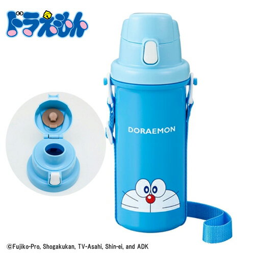 OK【ドラえもん　直飲み　ワンタッチボトル　600ml　日本製】水筒　水とう　すいとう　お茶　ドリンク　ピクニック　キャラクター　グッズ　お弁当　弁当　おべんとう　ランチ　遠足　お茶　軽い　軽量　道具　プラスチック　雑貨(3)
