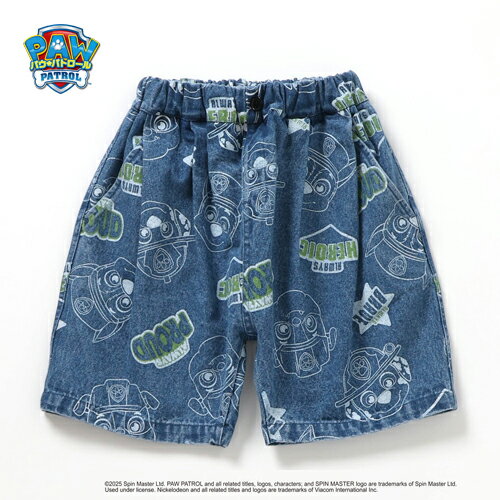 特価FO【パウパトロール × BREEZE　キッズ　総柄　ハーフパンツ　デニム　100～120cm】グッズ　アパレル　雑貨　ズボン　半ズボン　パンツ　ゴム　アウドドア　男児　ボーイズ　男の子　ブランド　子ども服　かわいい　パウパト　PAW PATROL　パウ・パトロール