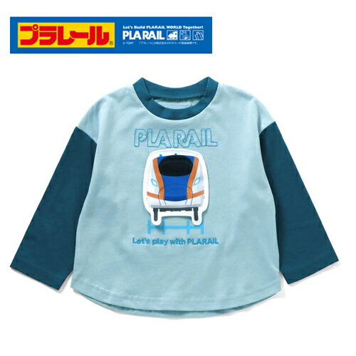 FO【プラレール　BIT'z　長袖　車輌　Tシャツ　E7　かがやき　BL　100cm 120cm】服　子ども　キャラクター　グッズ　電車　鉄道　新幹線　キッズ　ロンT　子ども服　カットソー　アパレル　男児　ボーイズ　綿 100%　トレインのサムネイル