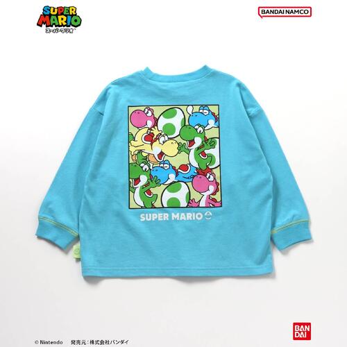 送料無料FO【SUPER MARIO　BOX　長袖　Tシャツ　BL　ヨッシー　100cm ~150cm】スーパーマリオ　キッズ..